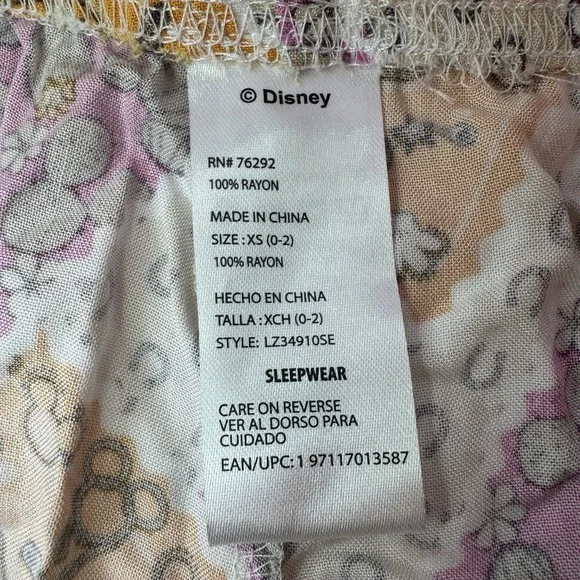 Disney Floral Patchwork Print Ruffle Hem Shorts Elastic Waist Comfy Casual - Picture 5 of 5